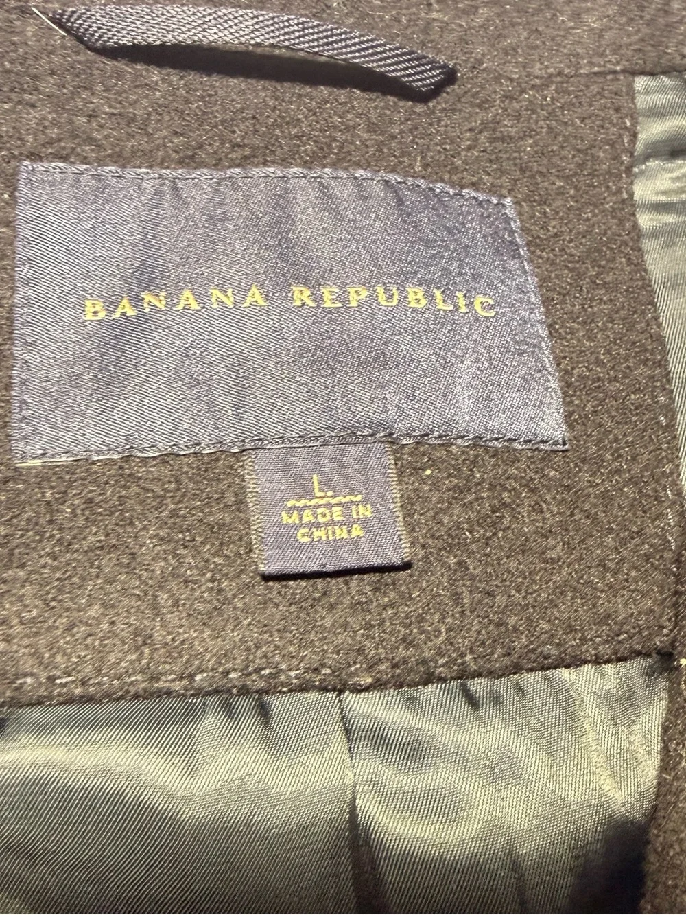 Banana Republic black single-breasted wool-blend topcoat jacket men size L